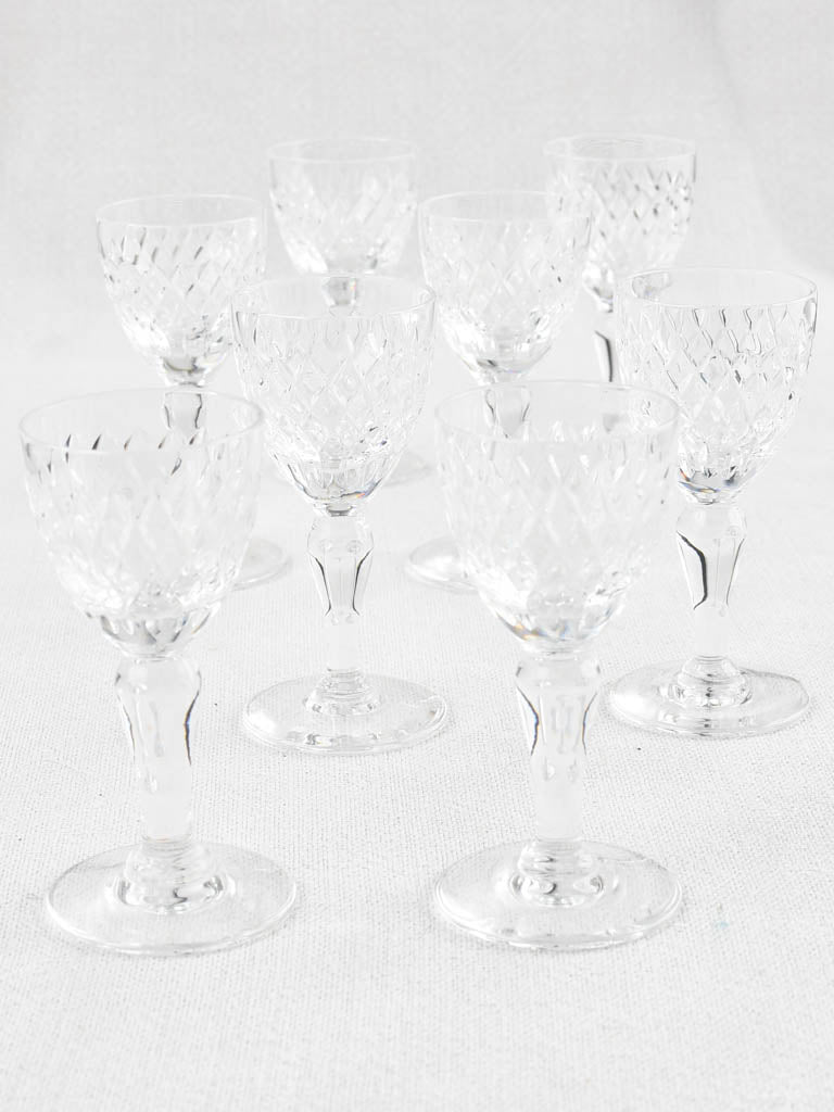 8 vintage French digestif glasses