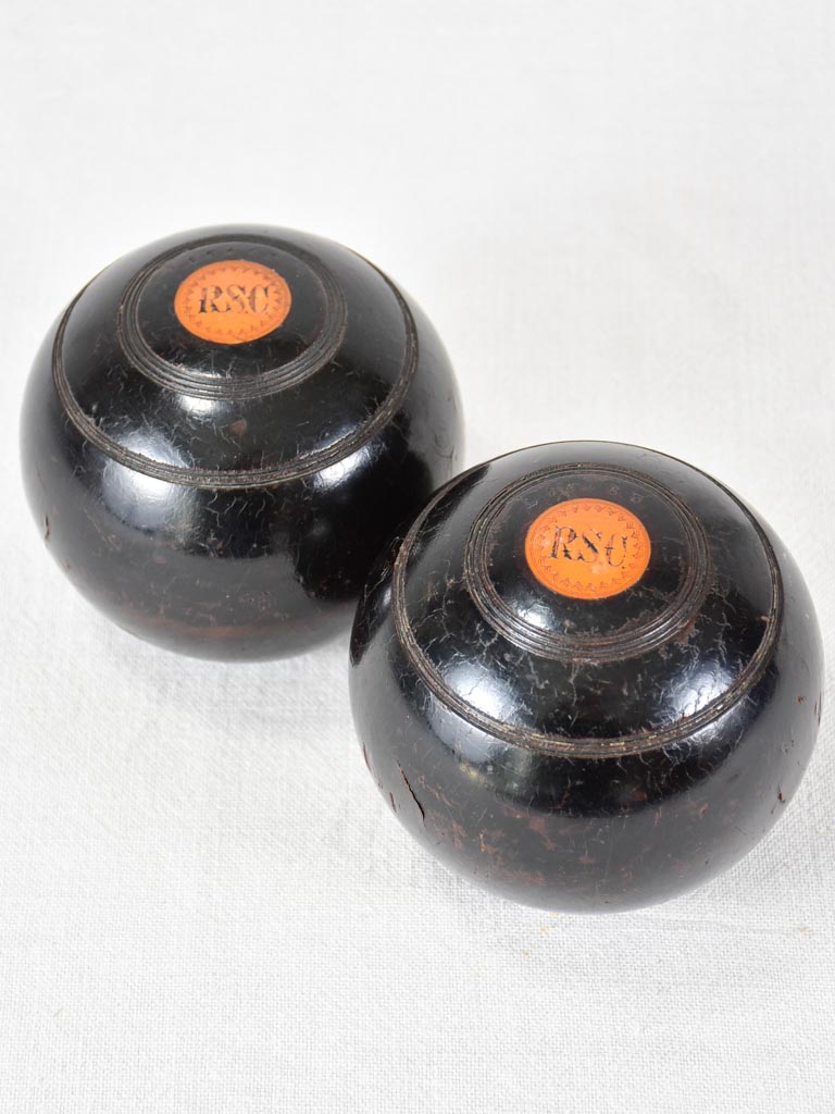 Antique English lawn bowls - RSC Thomas Taylor