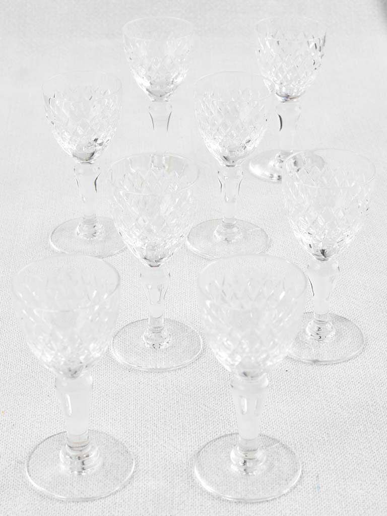 8 vintage French digestif glasses