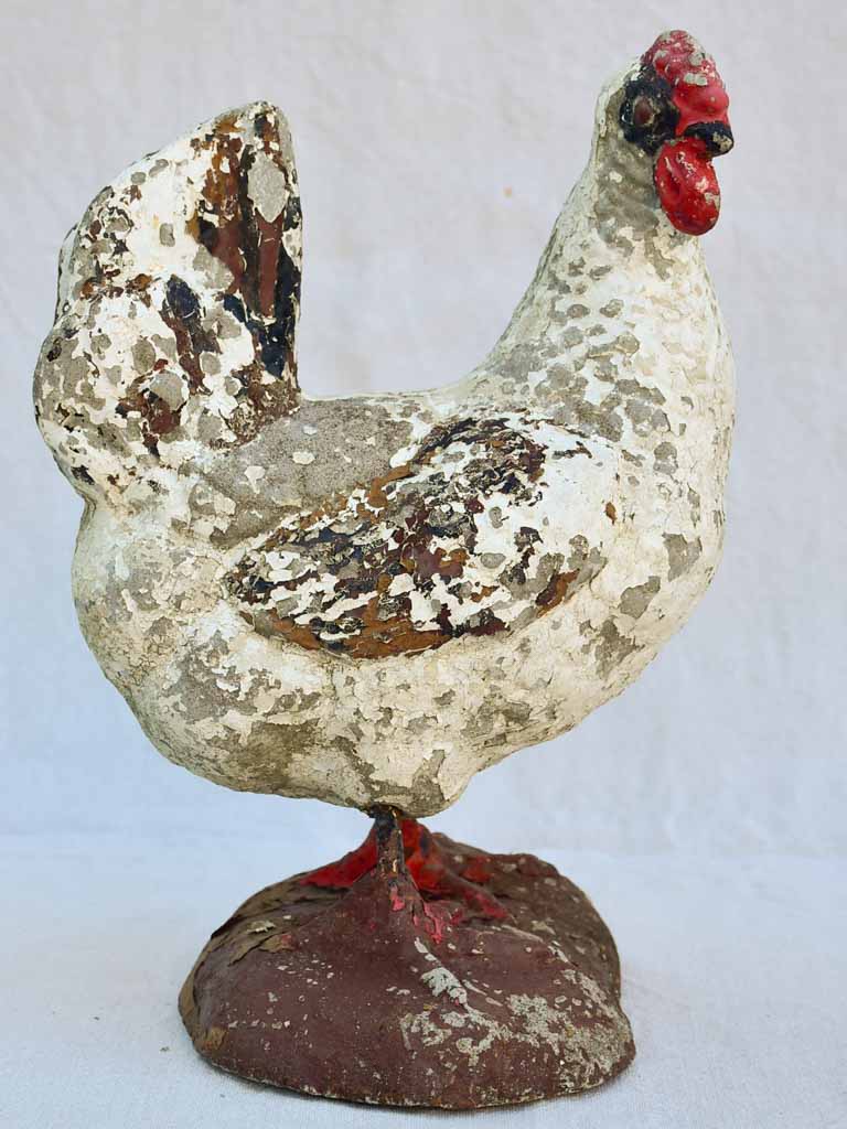 Vintage French garden sculpture of a hen 14½"