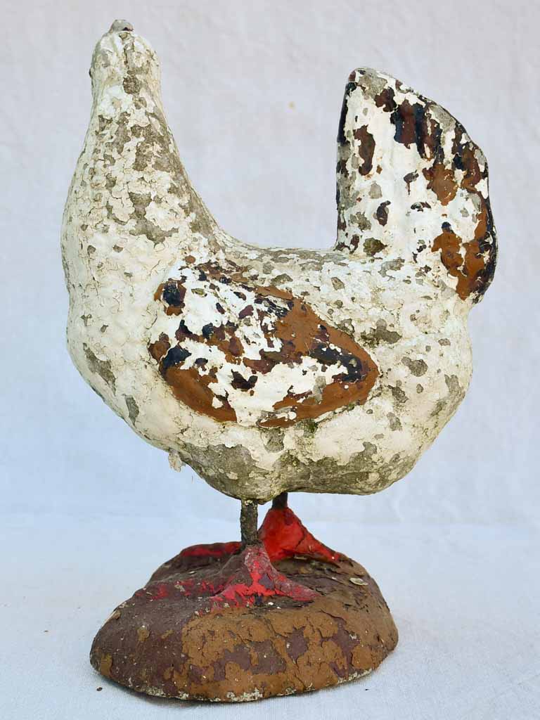 Vintage French garden sculpture of a hen 14½"