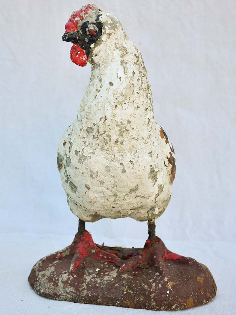 Vintage French garden sculpture of a hen 14½"