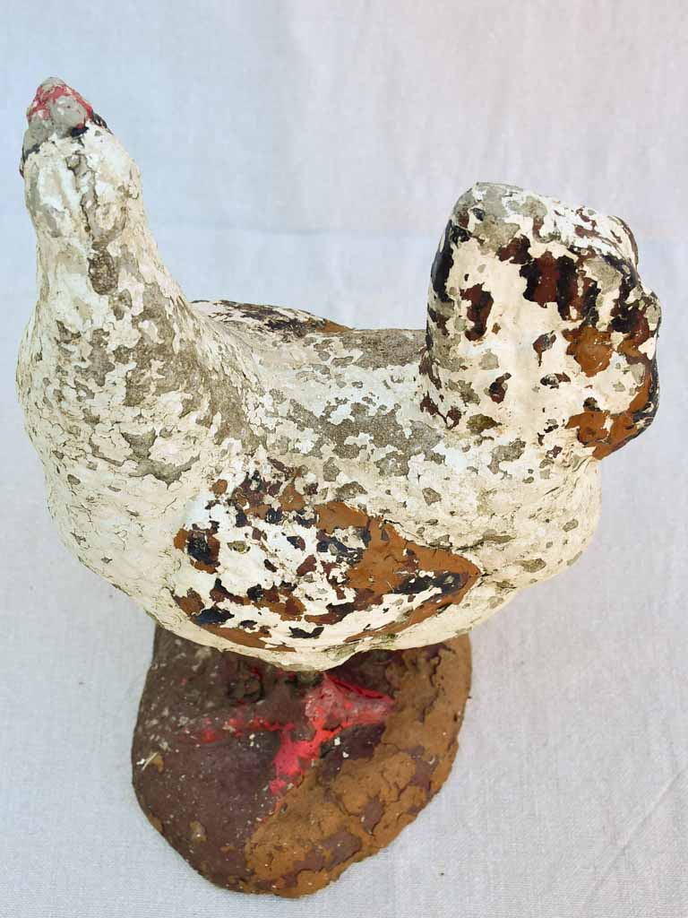 Vintage French garden sculpture of a hen 14½"