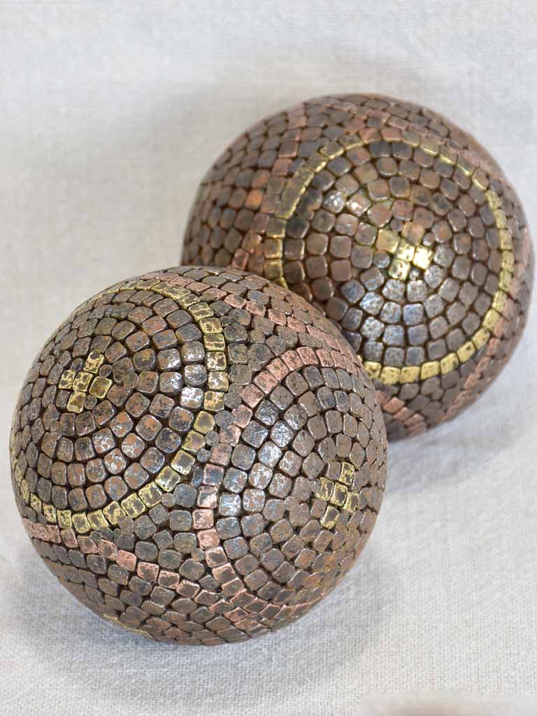 Pair of antique French pétanque balls 3½"