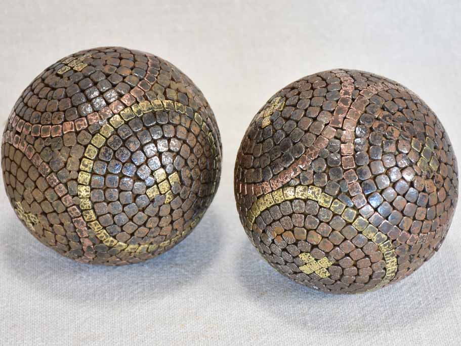 Pair of antique French pétanque balls 3½"