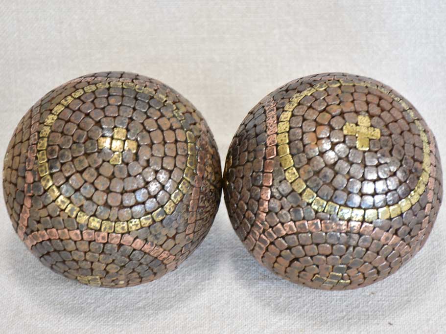 Pair of antique French pétanque balls 3½"