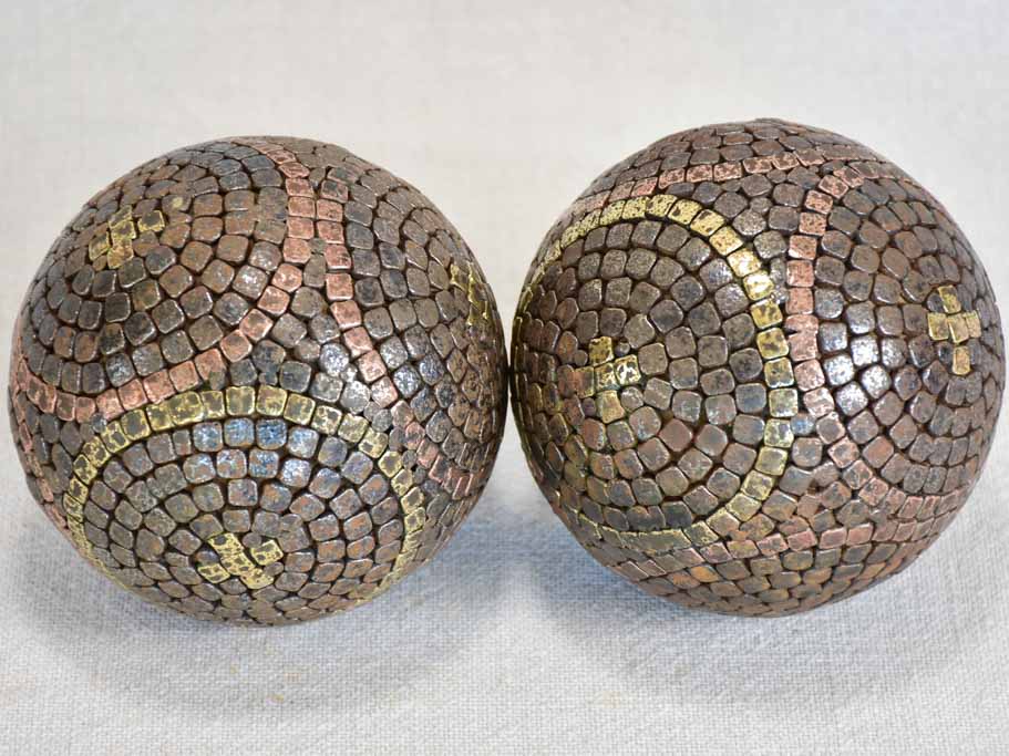 Pair of antique French pétanque balls 3½"