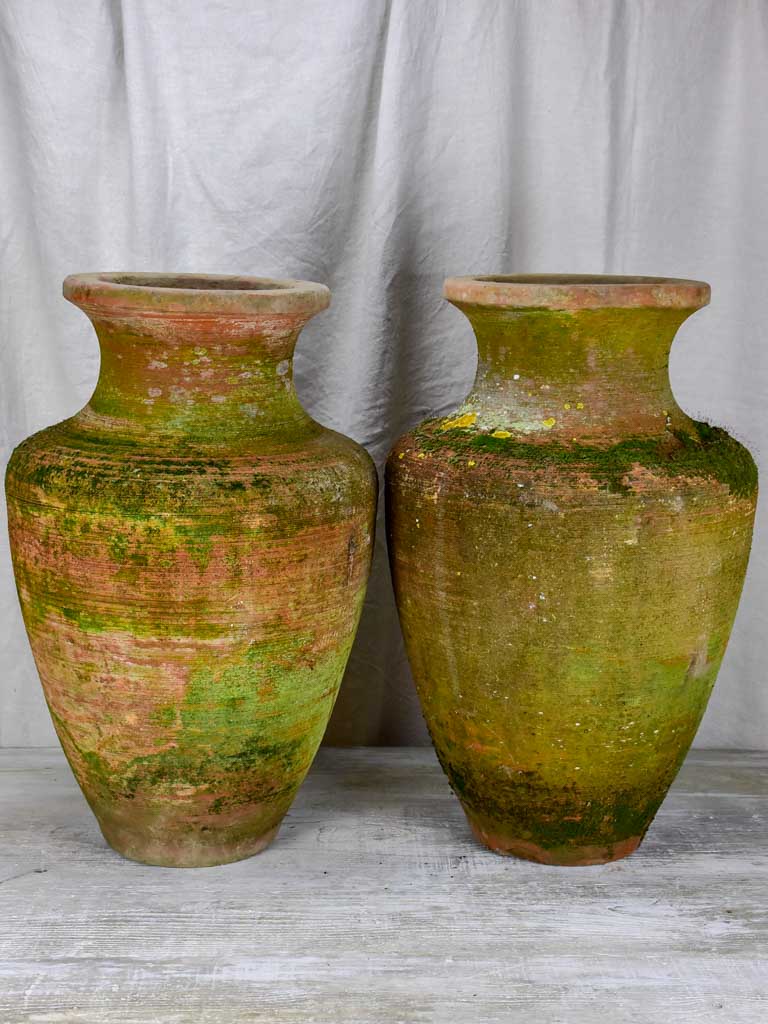 Pair of large antique terracotta Castelnaudary flower pots 26½"