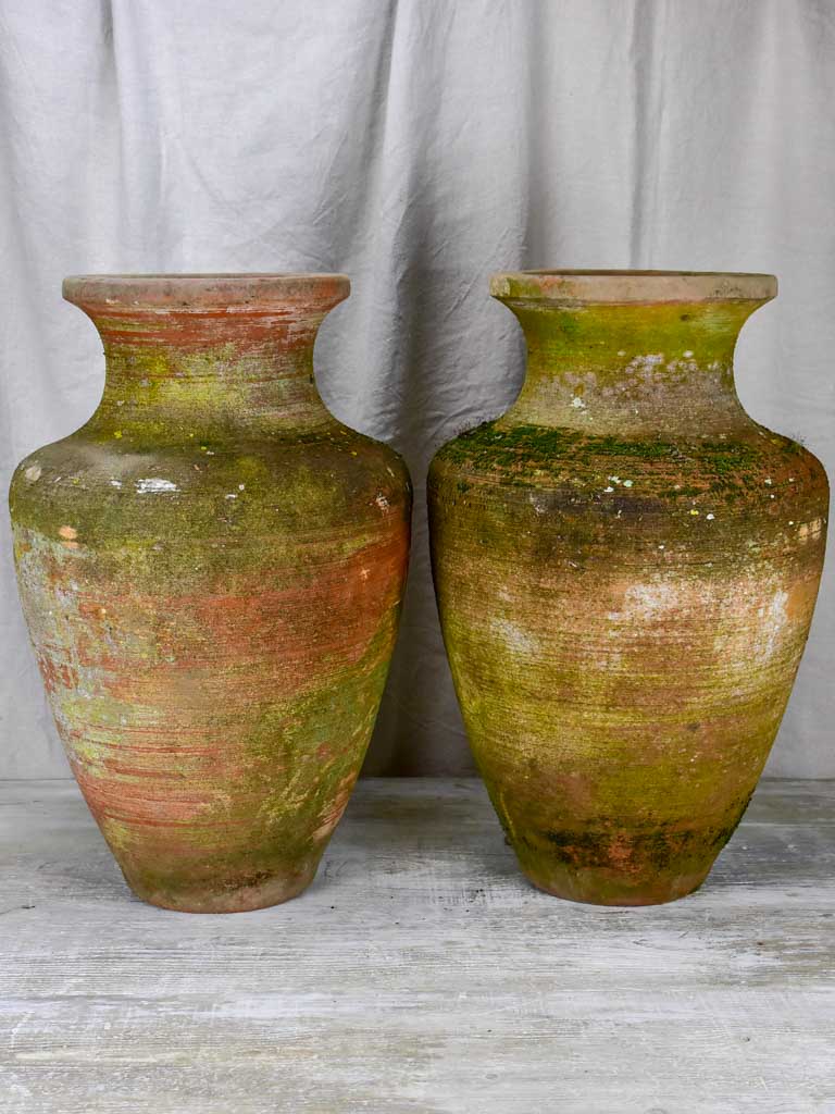 Pair of large antique terracotta Castelnaudary flower pots 26½"