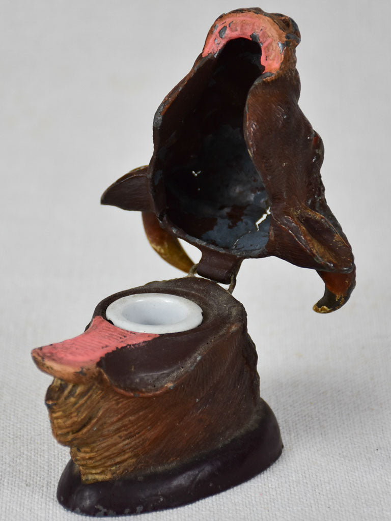 Rare 19th century inkwell - bull's head 3½"