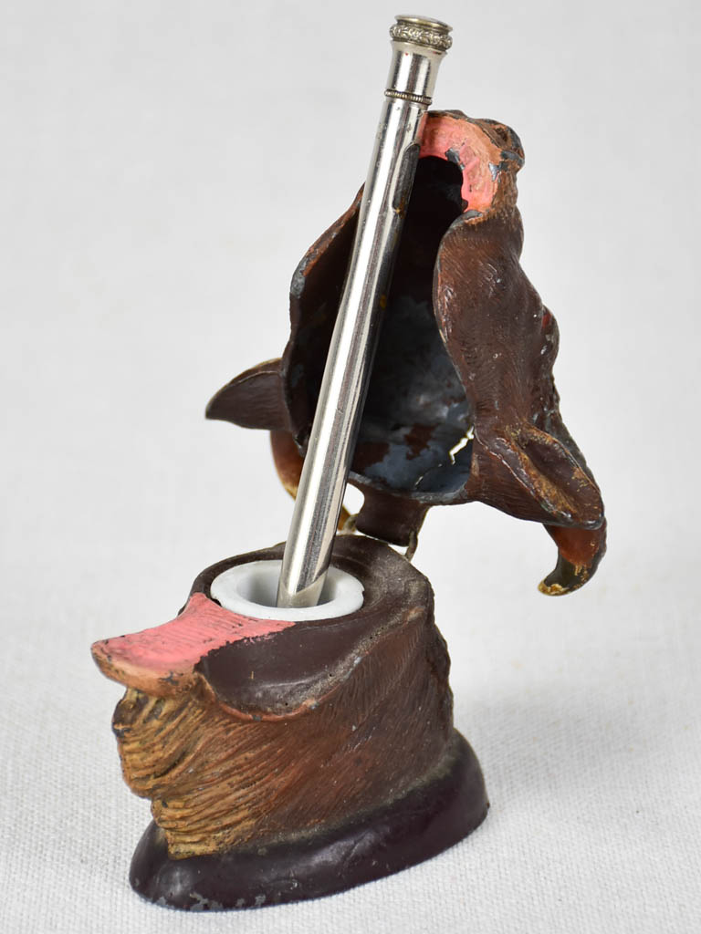 Rare 19th century inkwell - bull's head 3½"