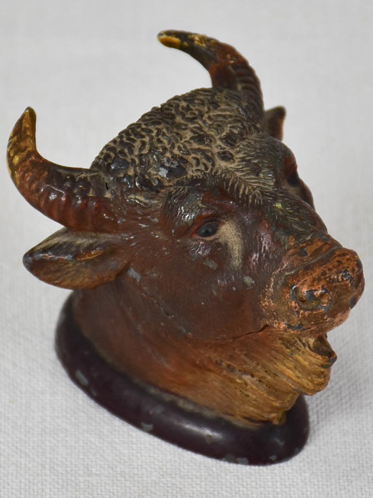 Rare 19th century inkwell - bull's head 3½"