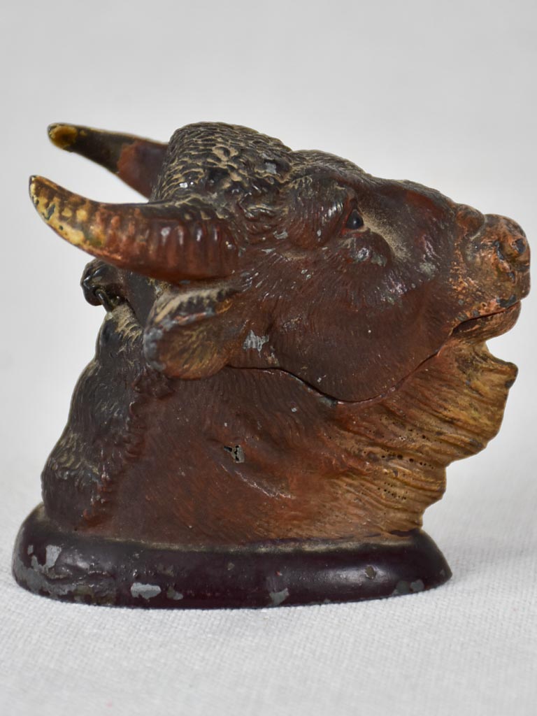 Rare 19th century inkwell - bull's head 3½"