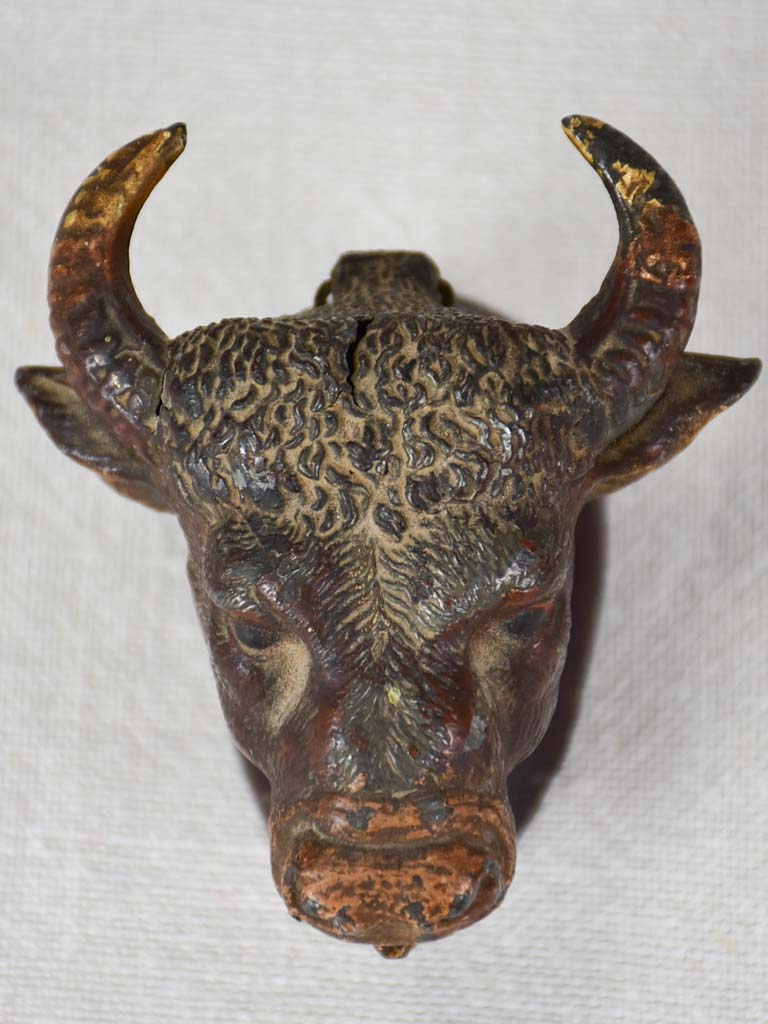 Rare 19th century inkwell - bull's head 3½"