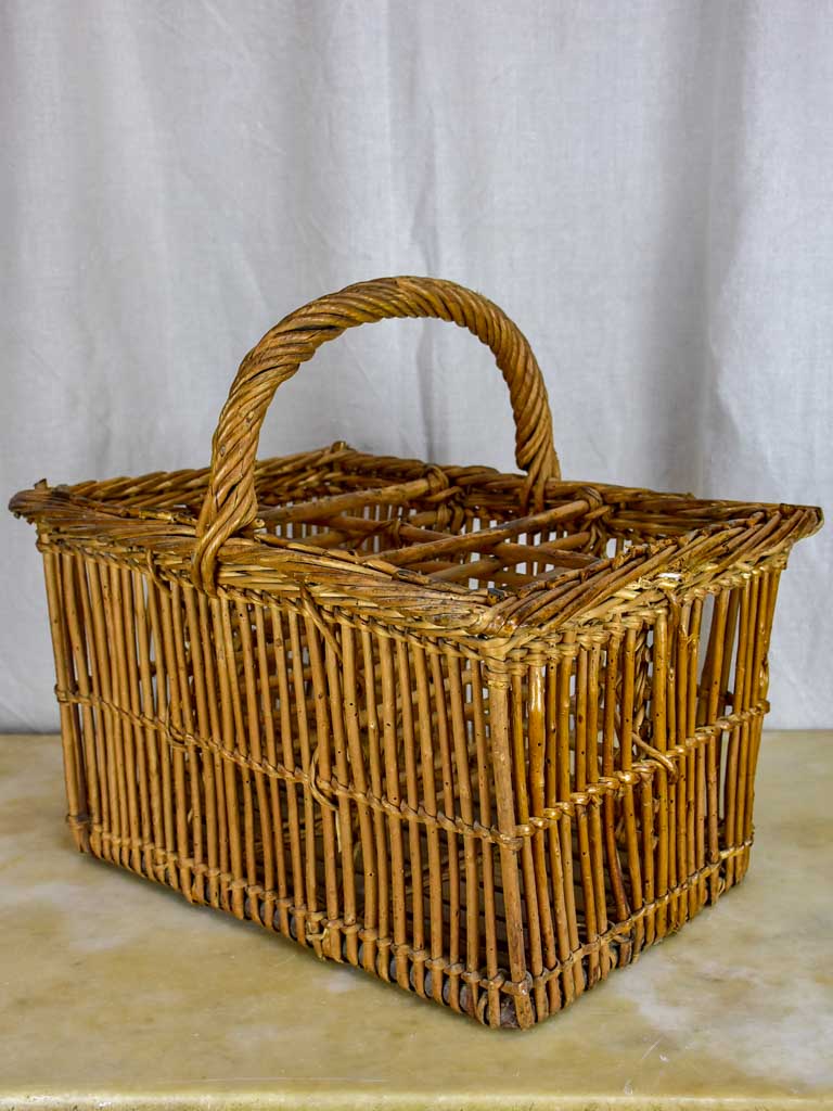 Vintage French bottle picnic basket