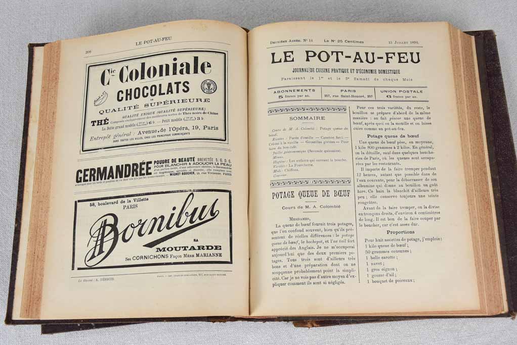 Collection of three late 19th century French cookbooks for casseroles 9¾"