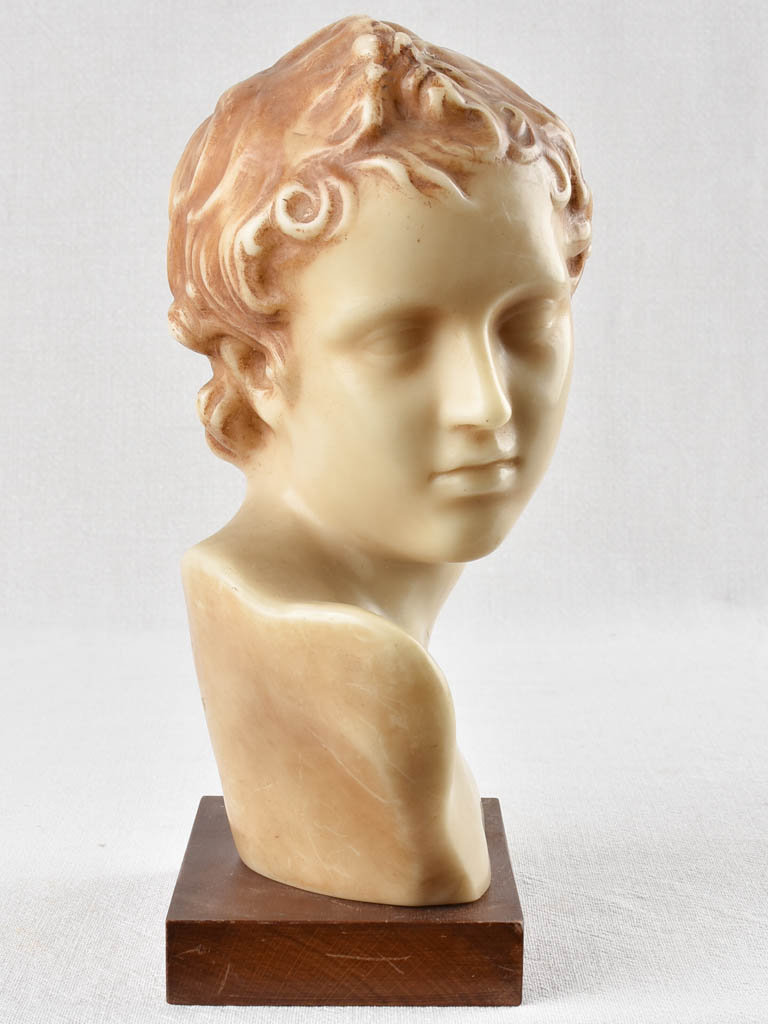 Antique signed wax bust sculpture