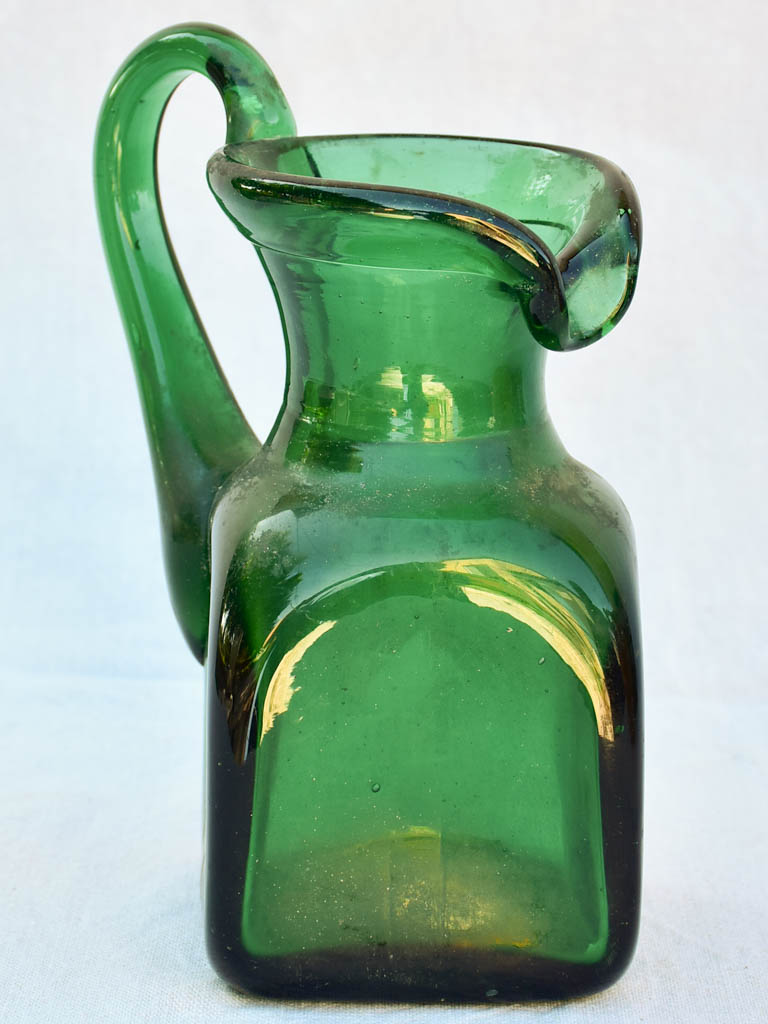 Italian blown glass pitcher - blue / green 10¾"