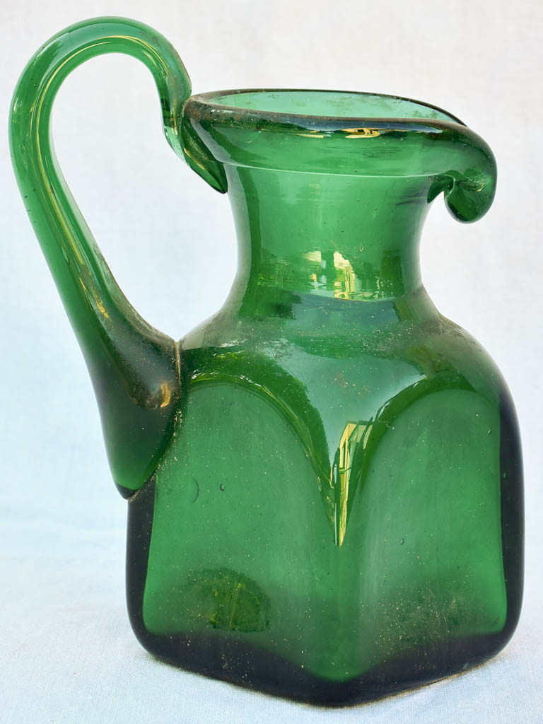 Italian blown glass pitcher - blue / green 10¾"