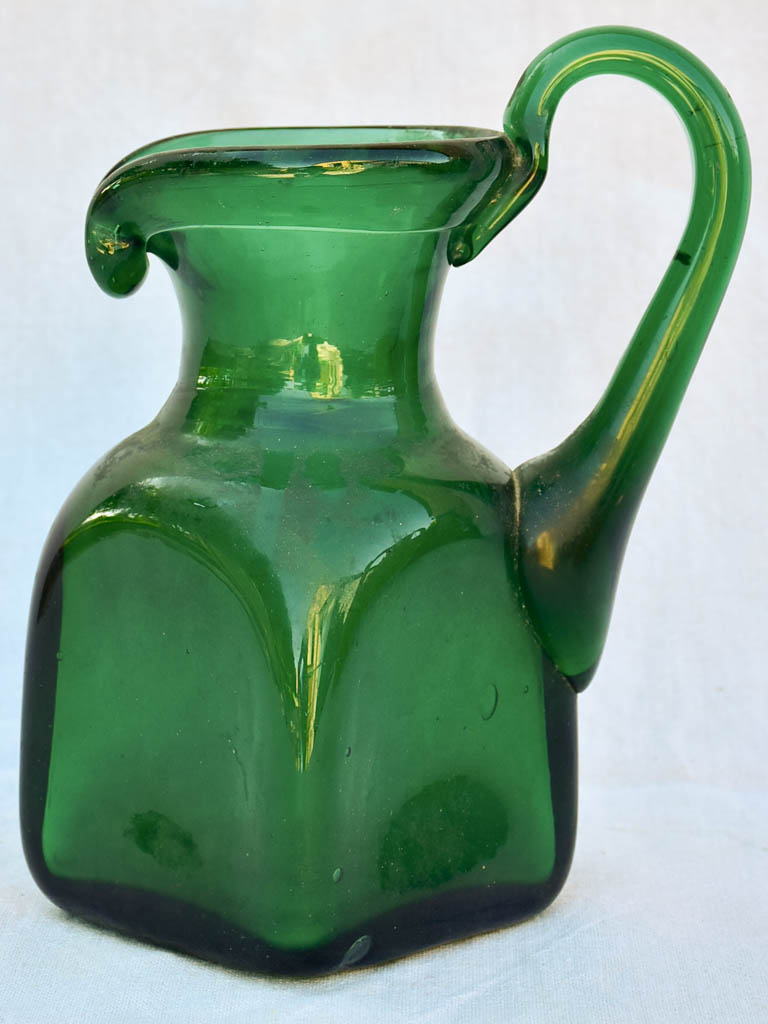 Italian blown glass pitcher - blue / green 10¾"