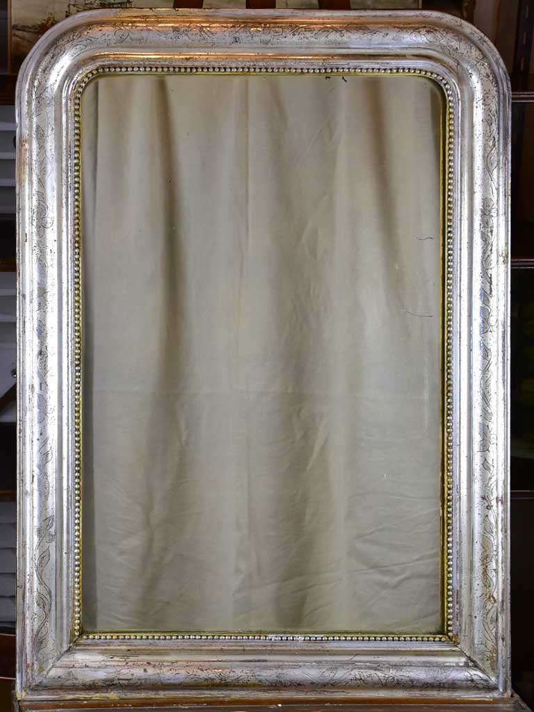 Antique French Louis Philippe mirror with silver frame 28" x 39 ½"