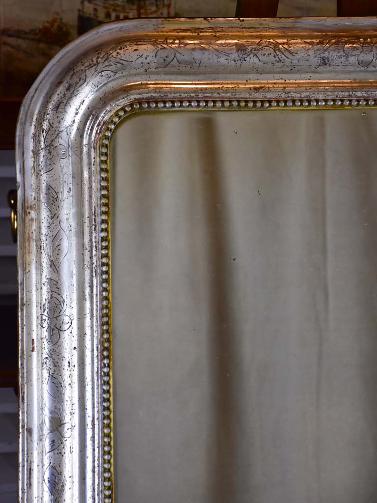 Antique French Louis Philippe mirror with silver frame 28" x 39 ½"