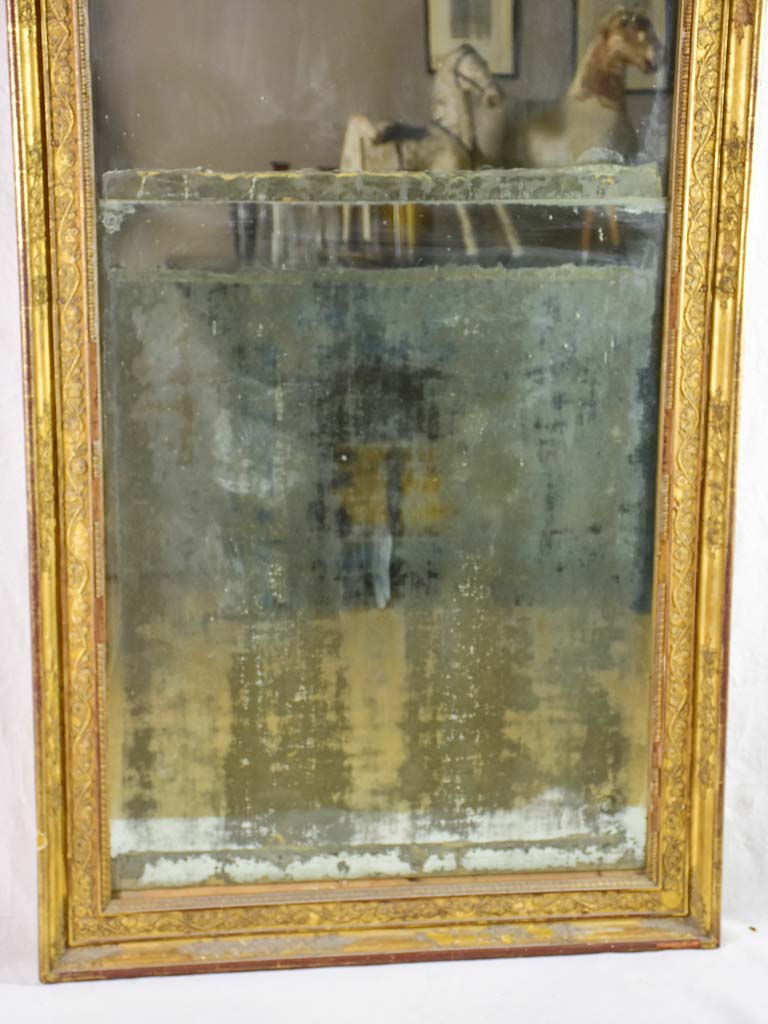 RESERVED LF Large two-pane Louis XVI Pier mirror with gilded frame & aged mercury glass 37¾" x 67"