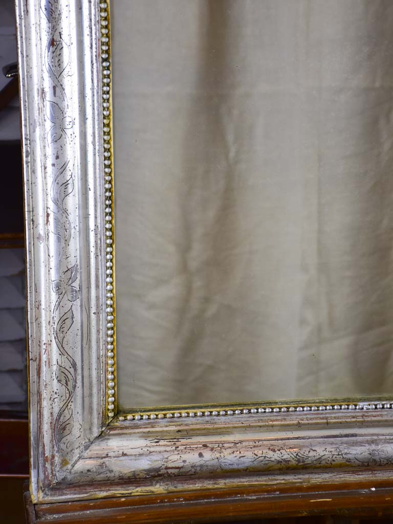 Antique French Louis Philippe mirror with silver frame 28" x 39 ½"