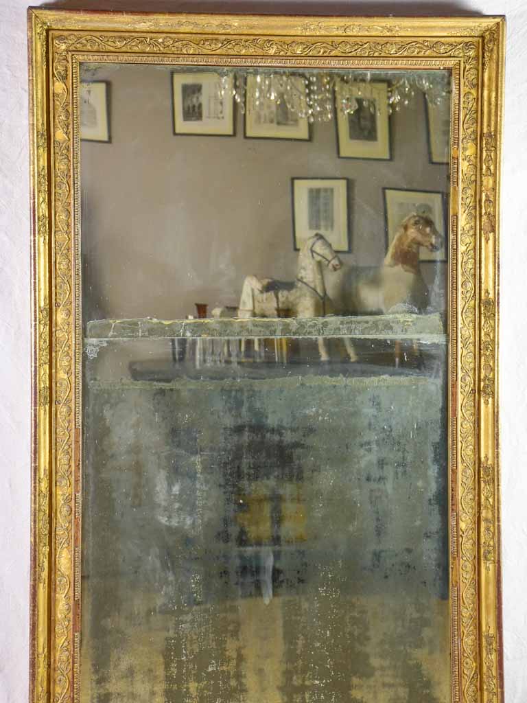 RESERVED LF Large two-pane Louis XVI Pier mirror with gilded frame & aged mercury glass 37¾" x 67"