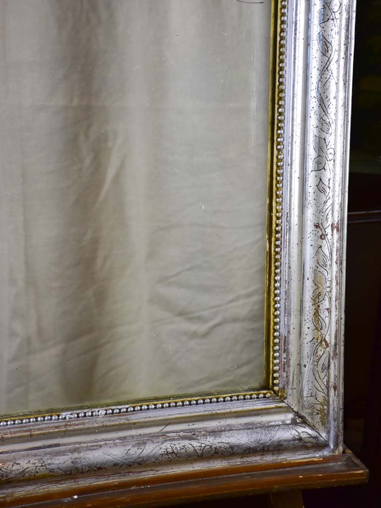 Antique French Louis Philippe mirror with silver frame 28" x 39 ½"