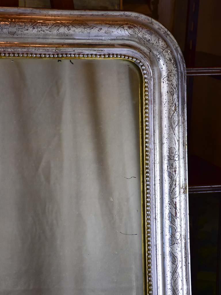 Antique French Louis Philippe mirror with silver frame 28" x 39 ½"