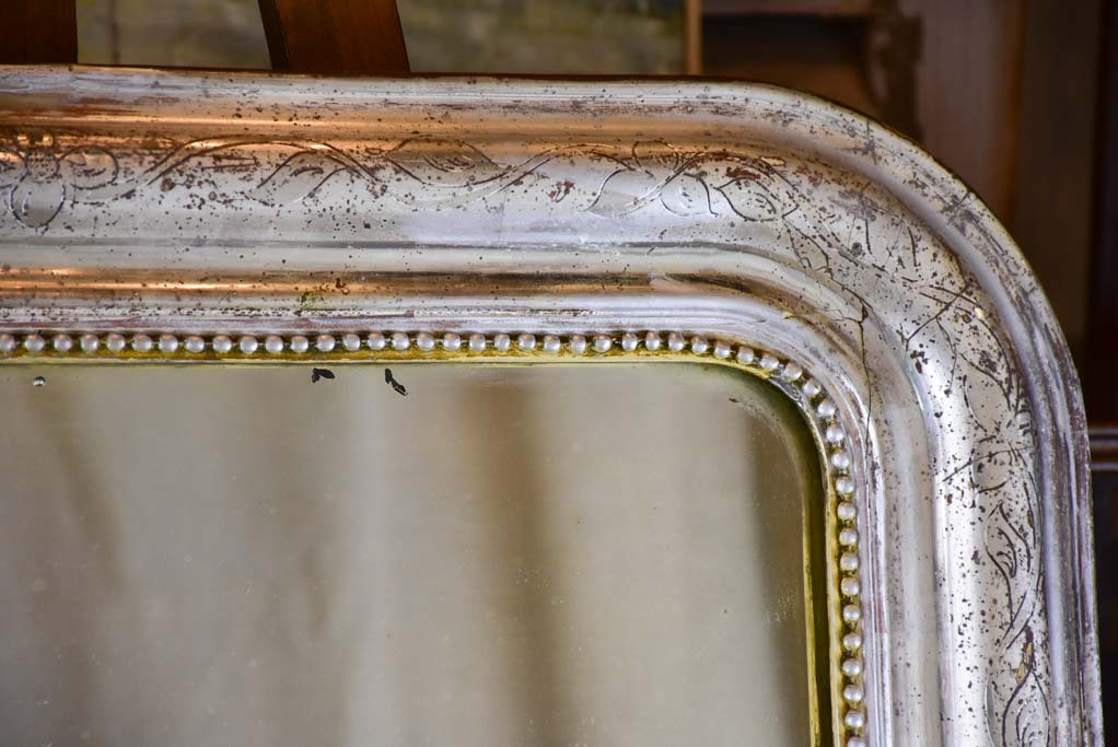 Antique French Louis Philippe mirror with silver frame 28" x 39 ½"