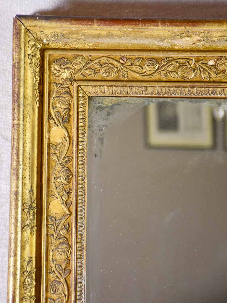 RESERVED LF Large two-pane Louis XVI Pier mirror with gilded frame & aged mercury glass 37¾" x 67"