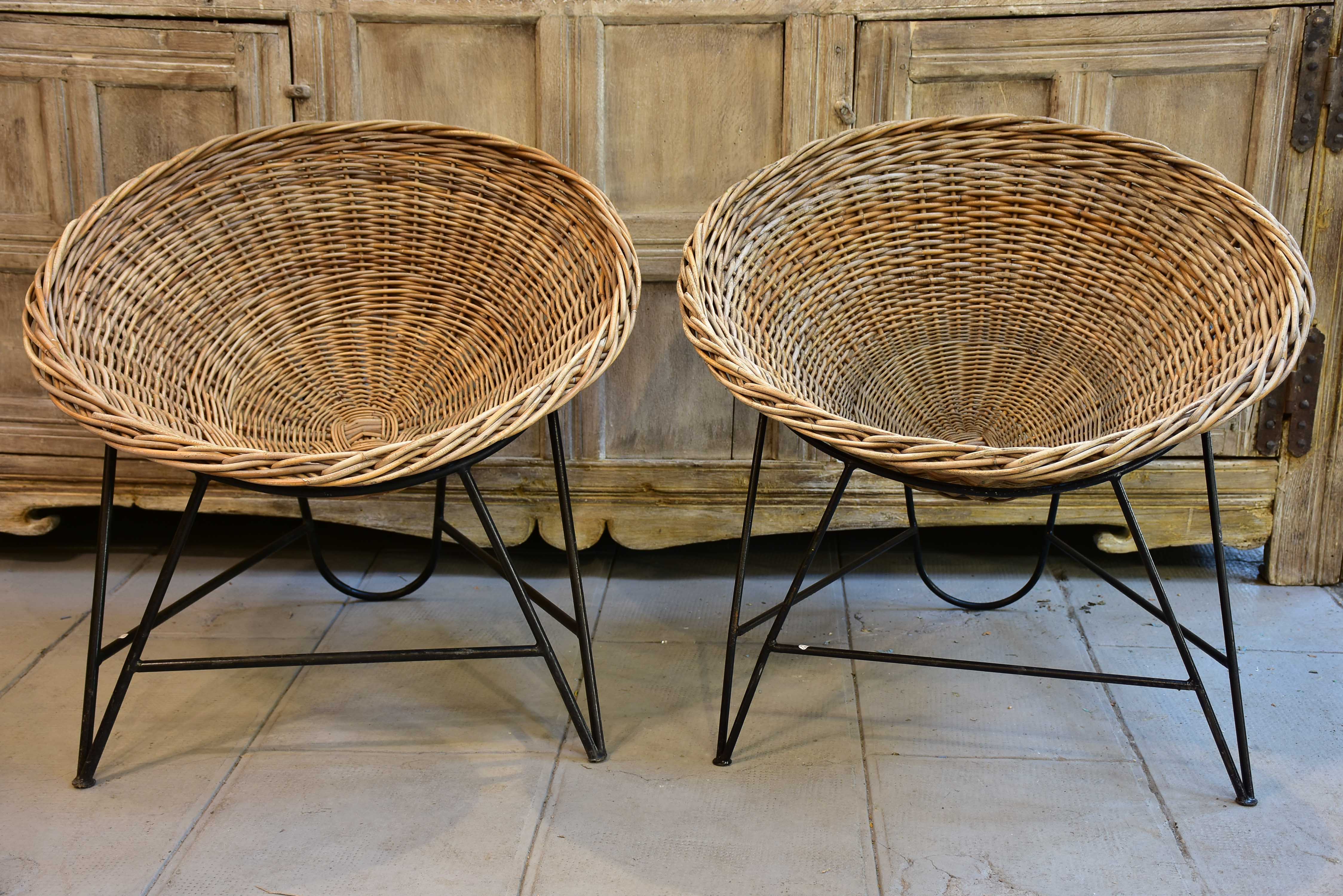 1950's wicker armchairs - five available