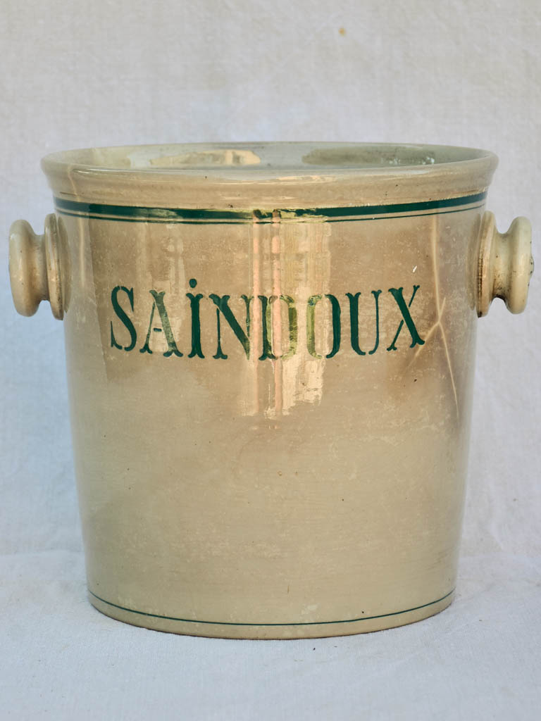 Antique French faience pot - Saindoux 9¾"