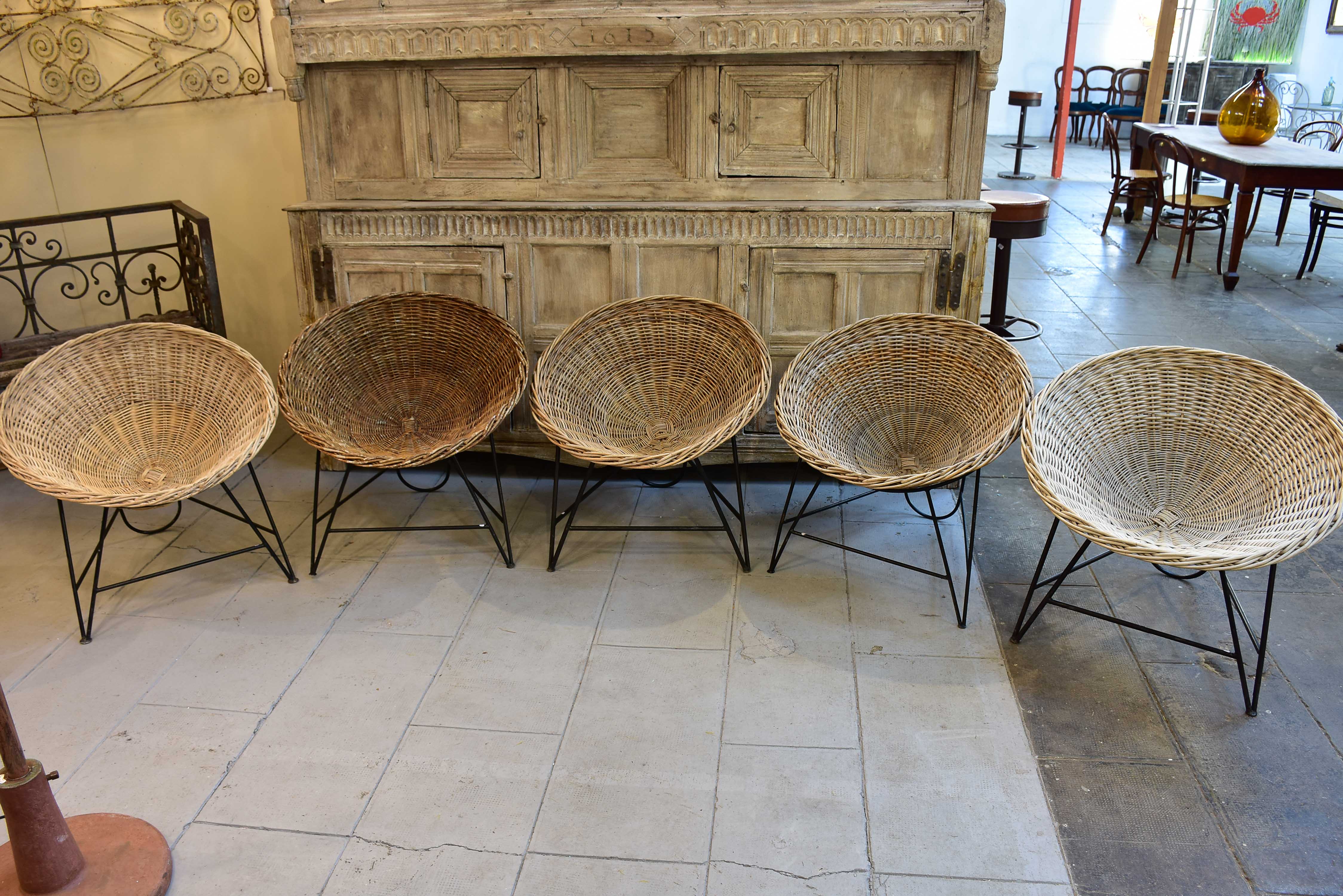 1950's & 60's wicker chairs - lot of seven