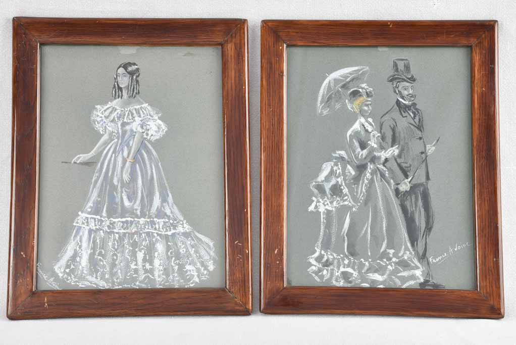 Two chalk portrait drawings - 19th century 15" x 11¾"