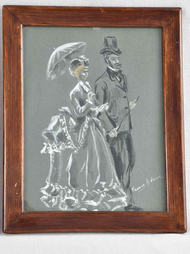 Two chalk portrait drawings - 19th century 15" x 11¾"