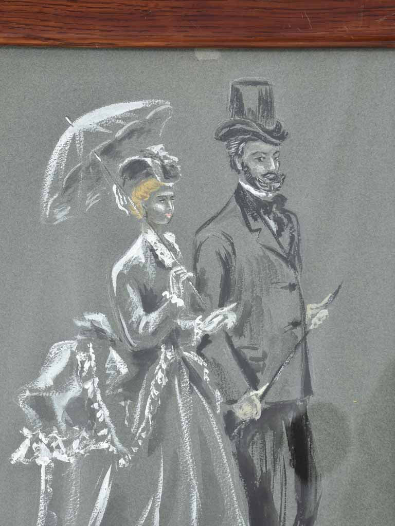 Two chalk portrait drawings - 19th century 15" x 11¾"