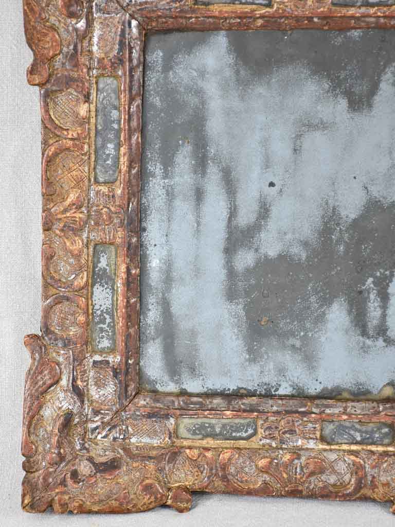 Pretty 18th century crested mirror with original glass 15¼" x 26¾"