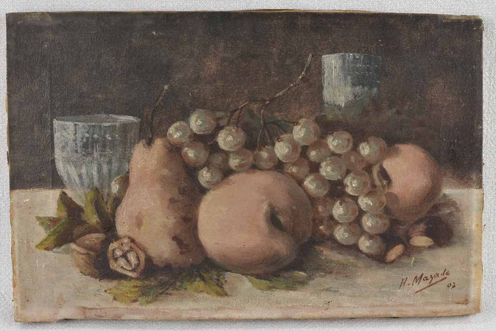 Two antique still life paintings - late summer fruit 9" x 10¼"