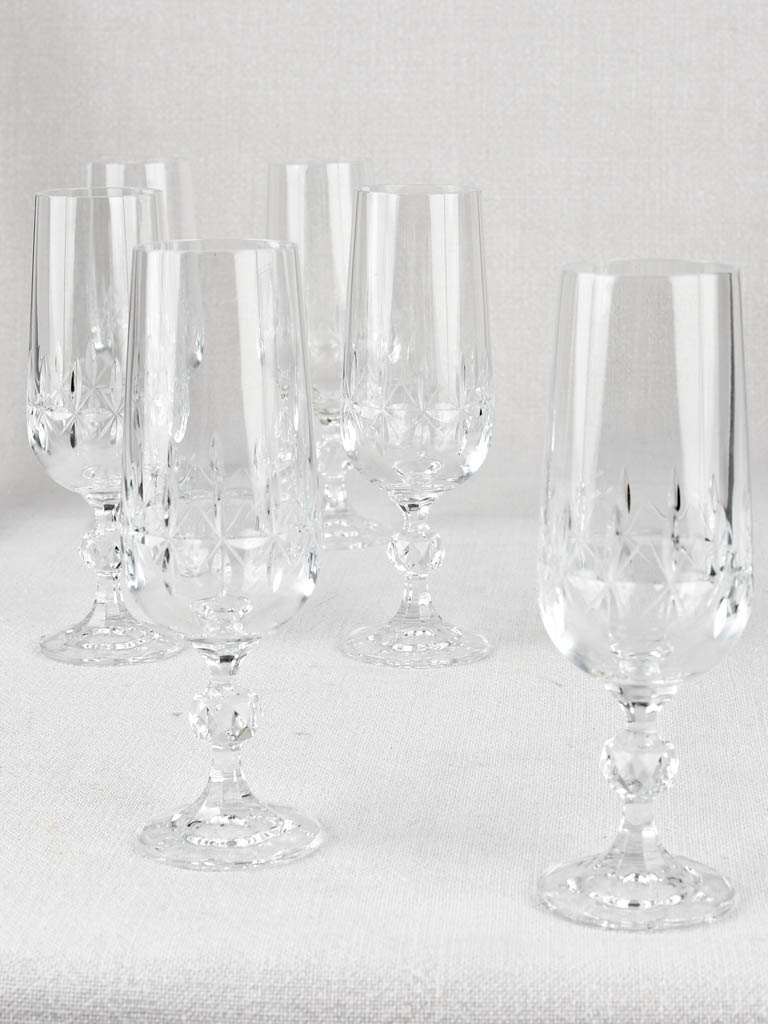 6 vintage Champagne flutes