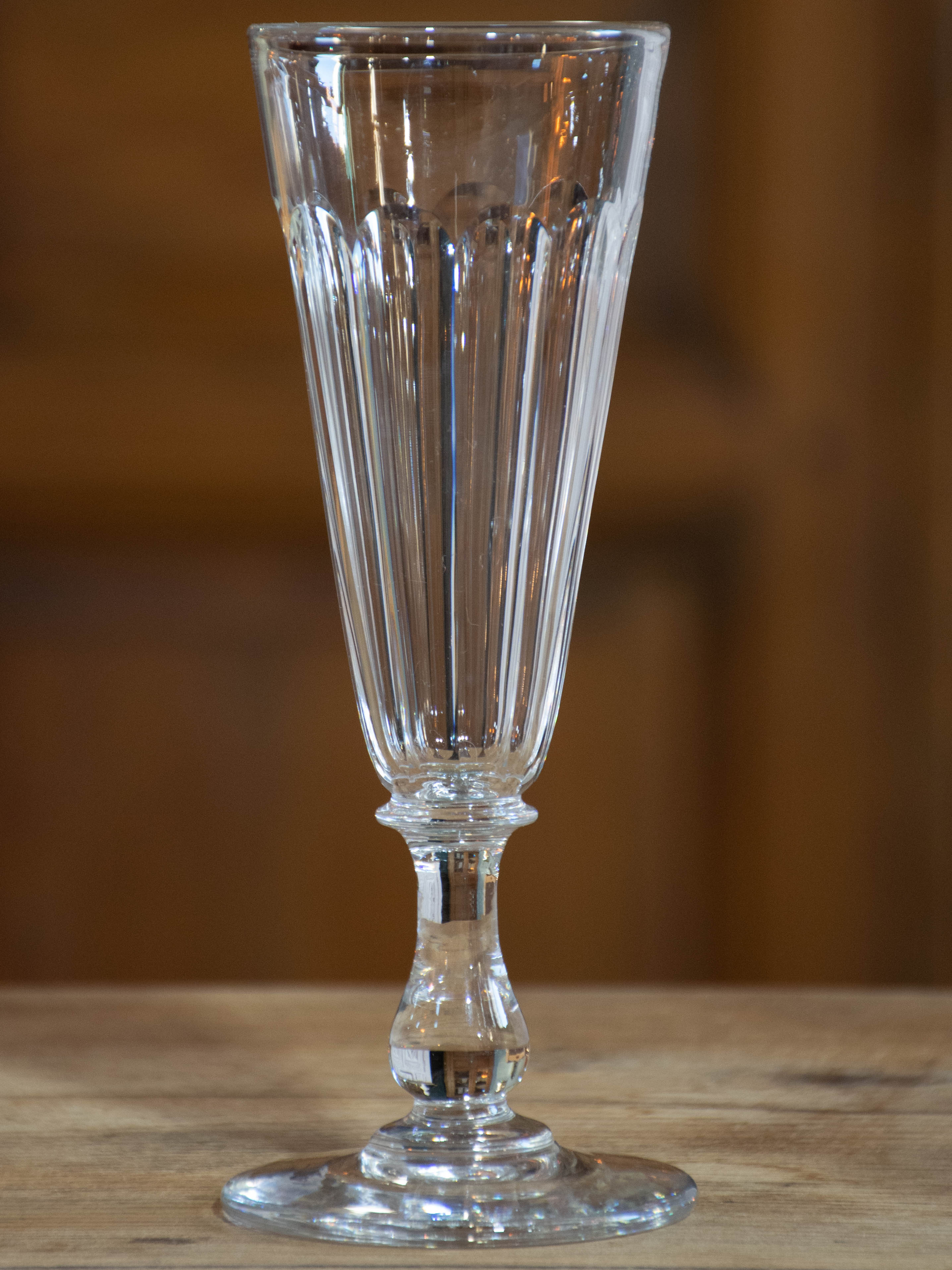 Six antique French Baccarat champagne flutes