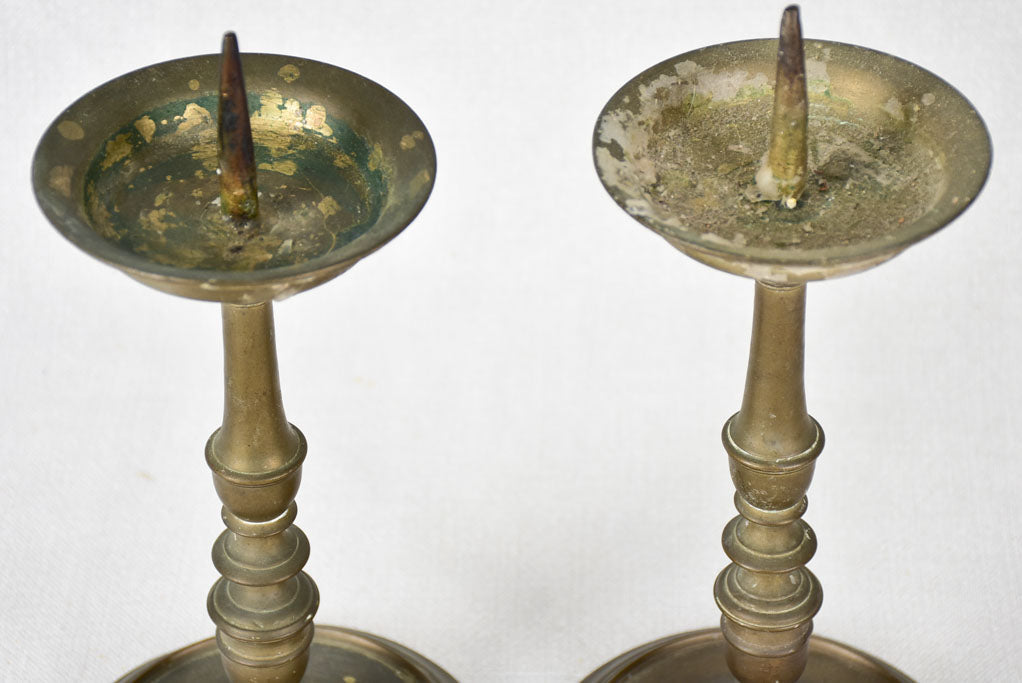 Aged bronze candlesticks, 17th-century