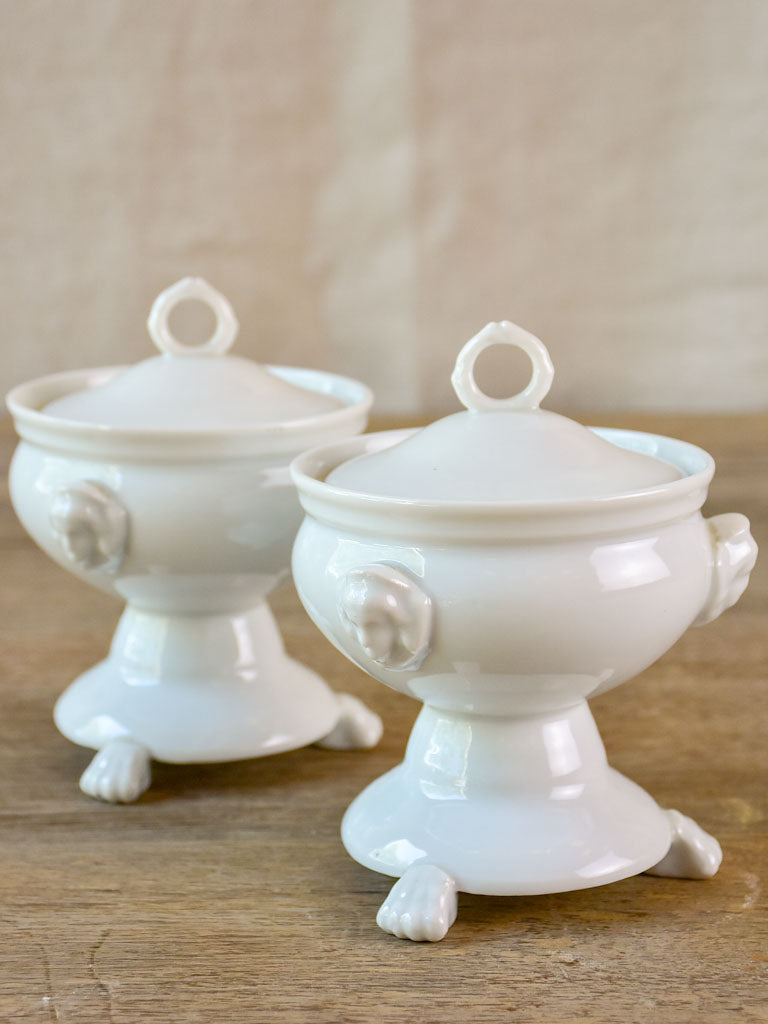 Pair of antique French compote bowls with lids - Empire