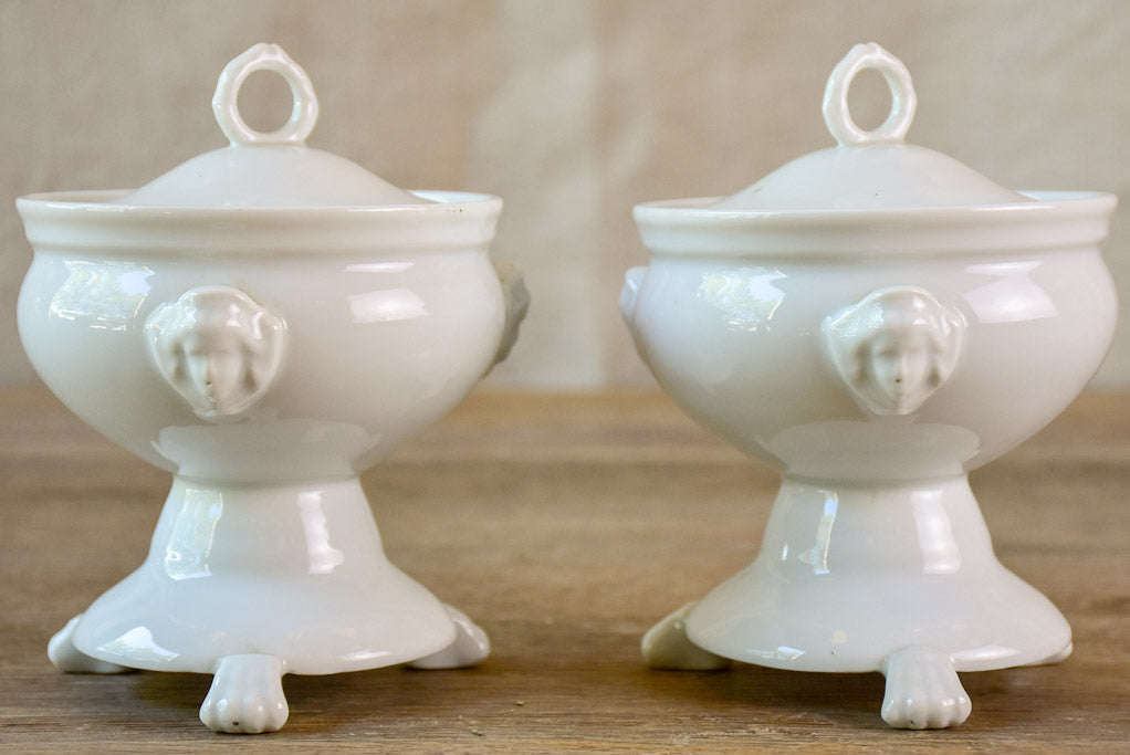 Pair of antique French compote bowls with lids - Empire