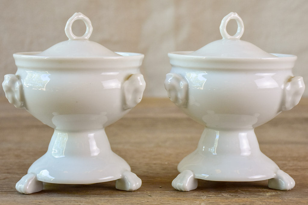 Pair of antique French compote bowls with lids - Empire