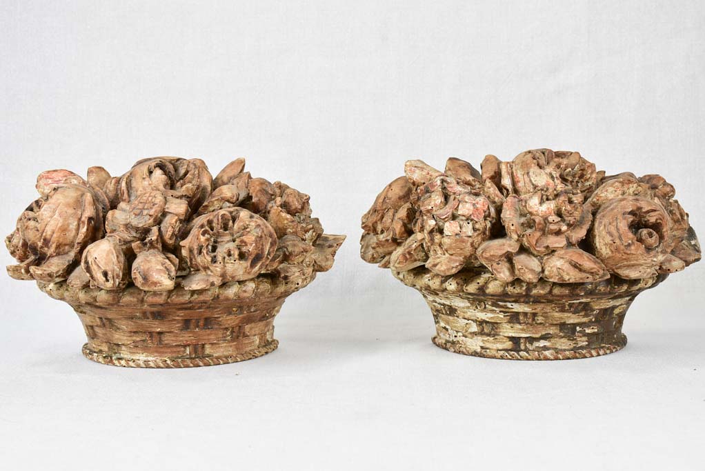 Rare salvaged eighteenth century boiserie fruit baskets