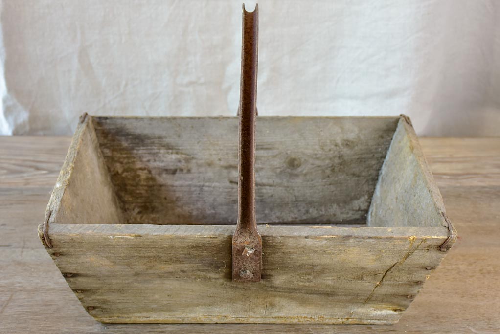 Pair of antique French wooden harvest baskets