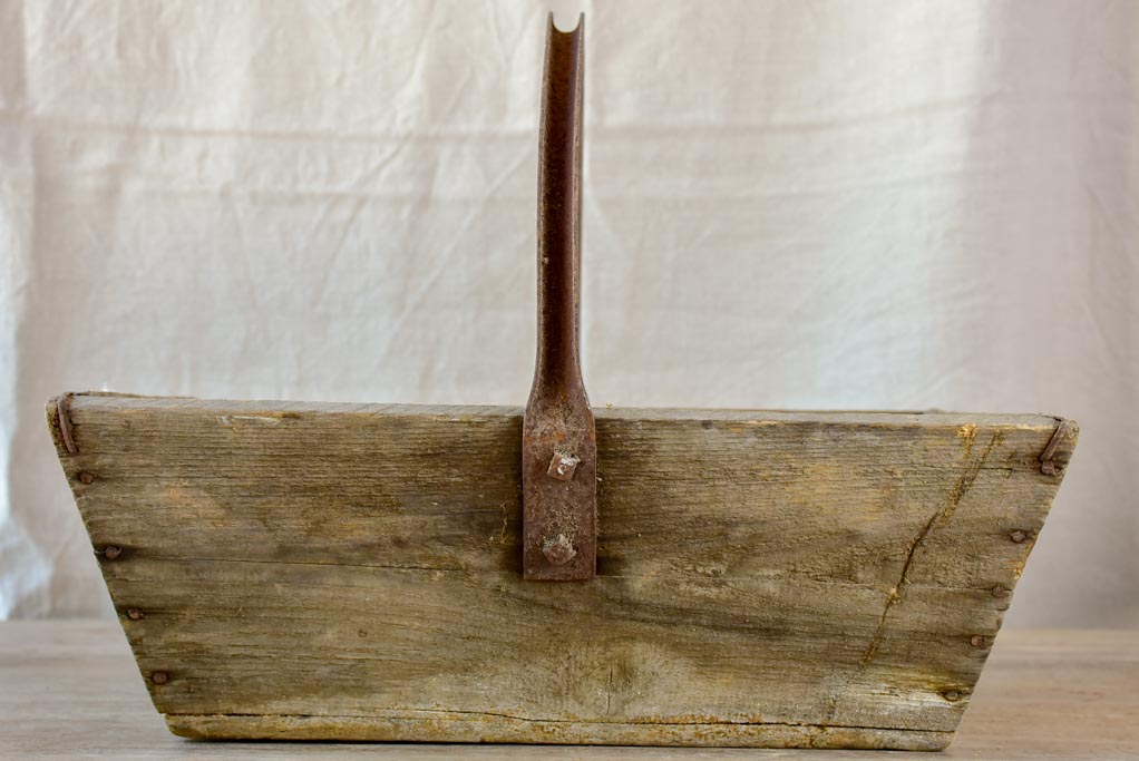 Pair of antique French wooden harvest baskets